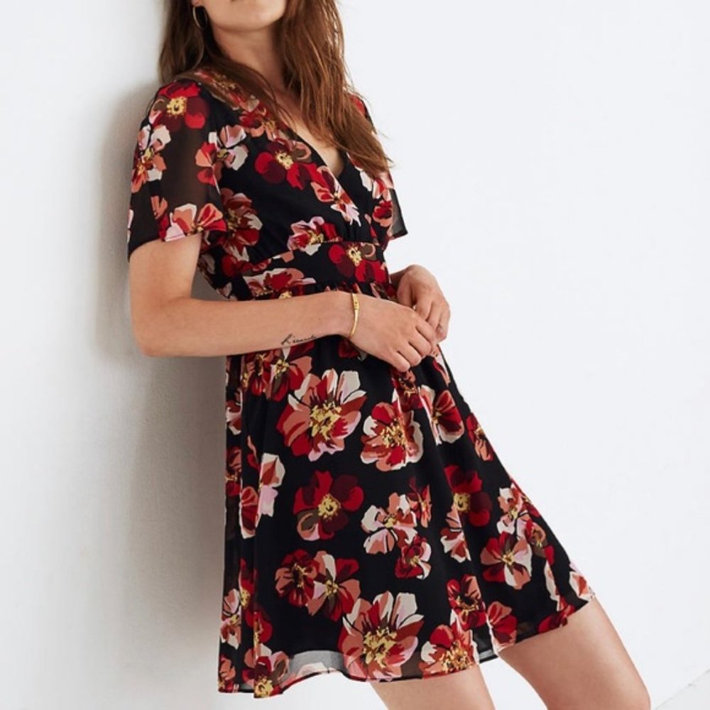 Madewell Tulip-Sleeve Mini Dress in French Rose